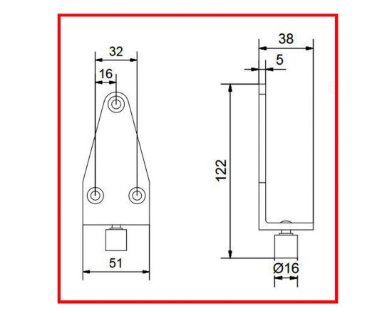 H105R/89 - 290 Timber door guide - Dimensions