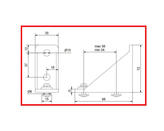 H5H -  HD double track face fix bracket - Dimensions