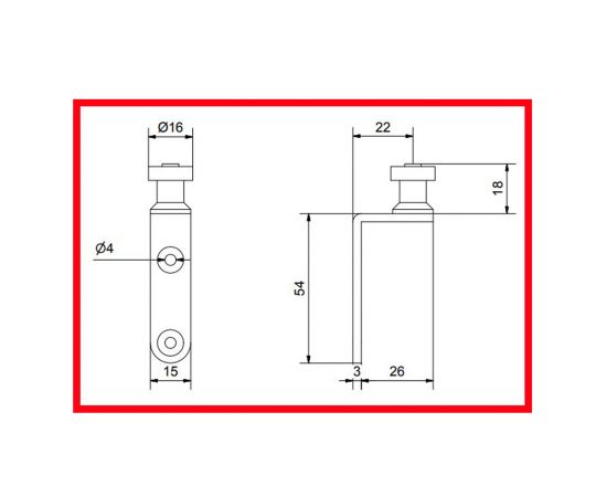 113 SS - Top roller guide - Dimensions