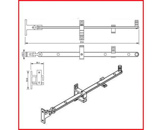 Miles Nelson  300mm Casement Stay - Dimensions