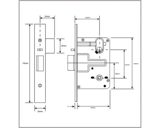 Legge 991 Mortice Lock Case 60mm - Dimensions