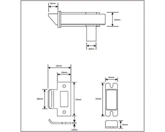 Legge 991 Mortice Lock Case 60mm - Dimensions