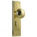 Milton knob on  privacy plate set - Polished Brass