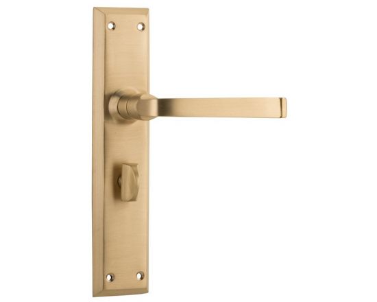 Menton lever on  privacy plate set - Satin Brass