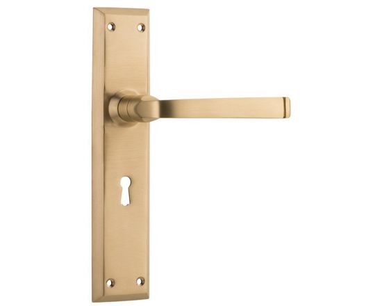 Menton lever on lever lock plate set - Satin Brass