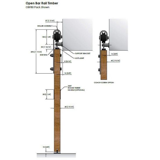 Brio Open Bar Rail Timber Kit - Dimensions