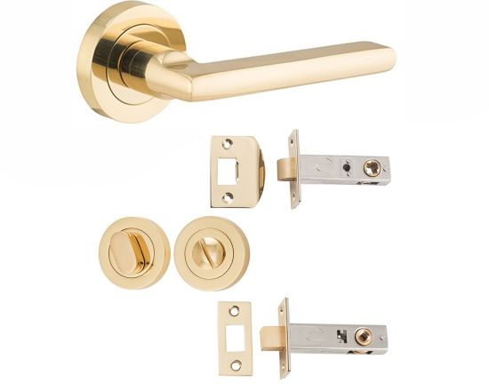 Baltimore lever on rose privacy set - Polished Brass