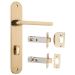 Baltimore lever on plate privacy set - Polished brass