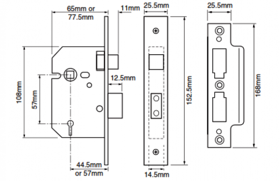 Union 5 lever motice lock dimensions