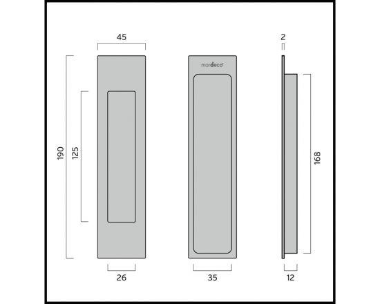 M Series 190mm Flush Pull - Dimensions