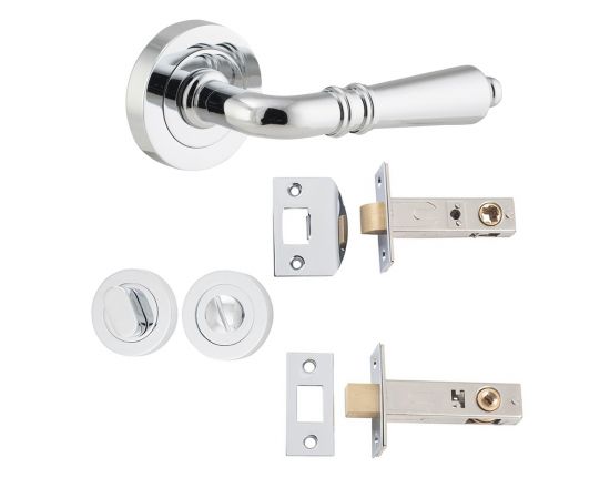 Sarlat lever on rose privacy set - Polished Chrome