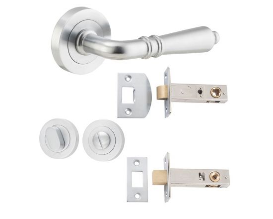 Sarlat lever on rose privacy set - Brushed Chrome
