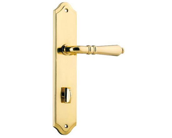 Sarlat lever on plate privacy set - Polished Brass