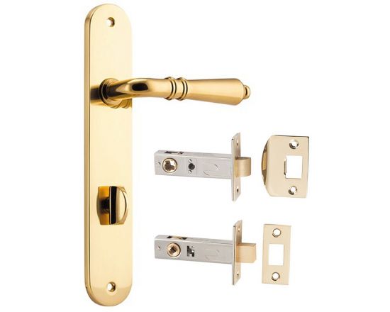 Sarlat lever on plate privacy set - Polished brass