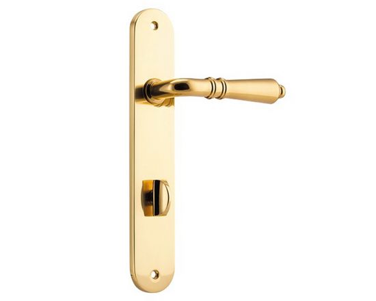 Sarlat lever on plate privacy set - Polished Brass