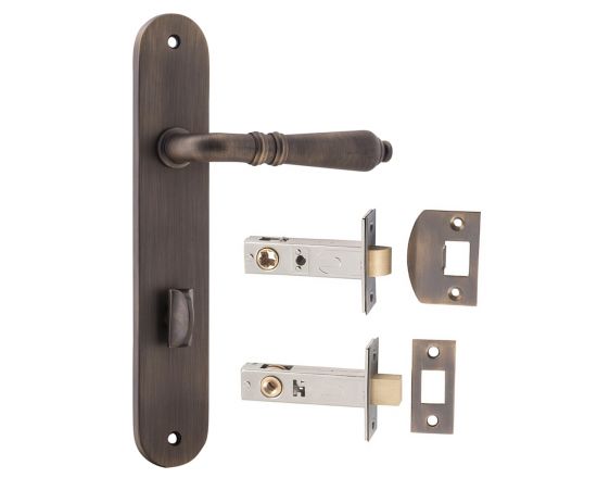 Sarlat lever on plate privacy set - Signature Brass
