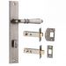 Sarlat lever on plate privacy set - Distressed Nickel
