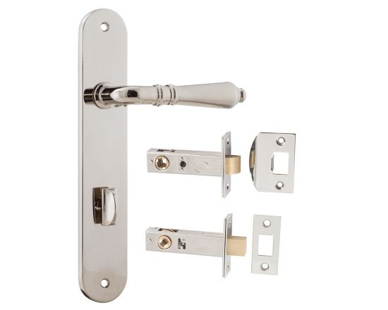 Sarlat lever on plate privacy set - Polished Nickel