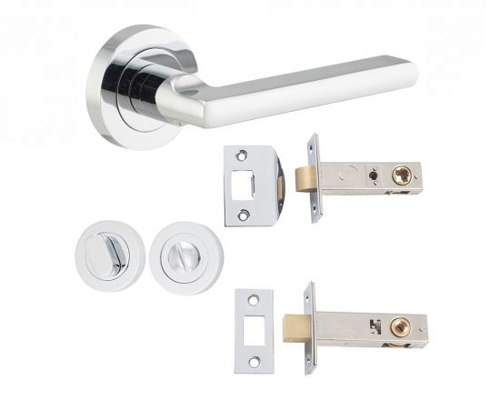 Baltimore lever on rose privacy set - Chrome Plate