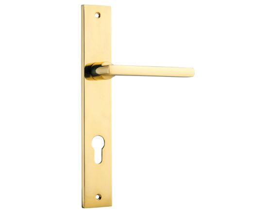Baltimore lever on plate Euro 85 set - Polished brass