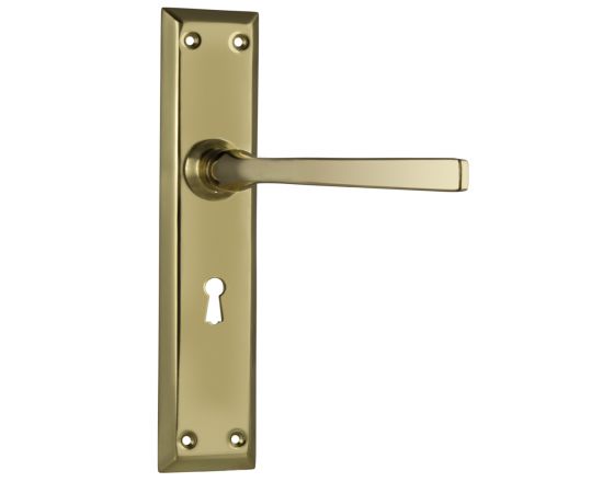 Menton lever on lever lock plate set - Polished Brass