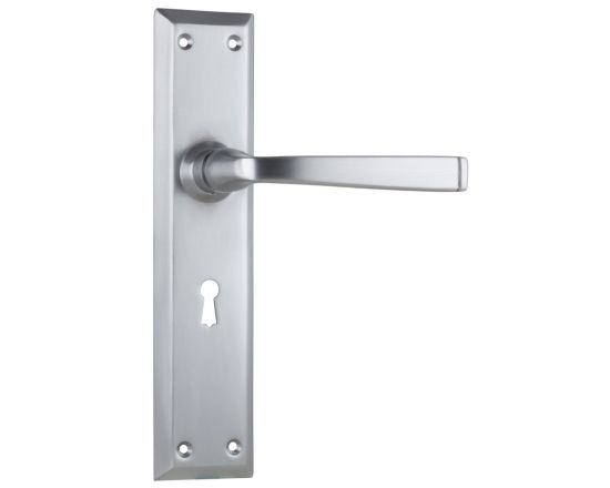 Menton lever on lever lock plate set - Satin Chrome
