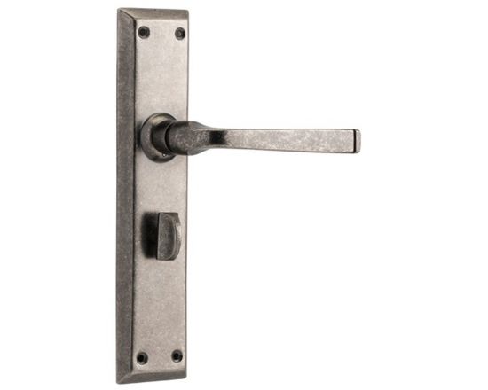 Menton lever on  privacy plate set - Rumbled Nickel