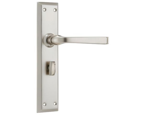 Menton lever on  privacy plate set - Satin Nickel