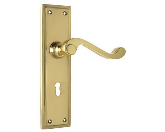Milton lever on lever lock plate set - Polished Brass