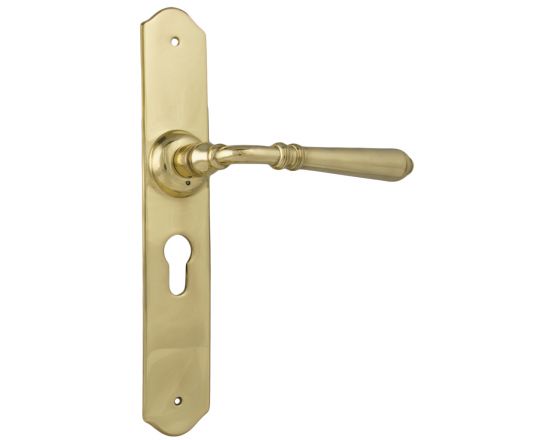 Reims lever on Euro 48 plate set - Polished Brass
