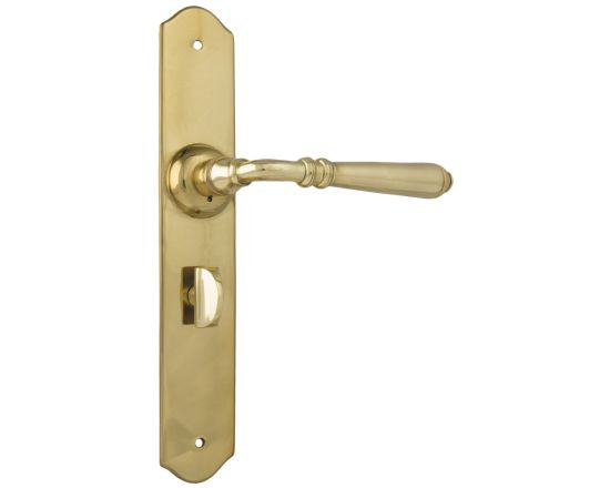 Reims lever on  privacy plate set - Polished Brass
