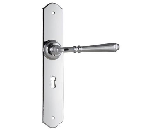Reims lever on lever lock plate set - Chrome Plate