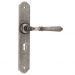 Reims lever on  privacy plate set - Rumbled Nickel