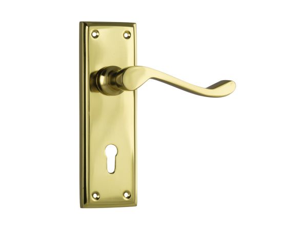 Camden lever on lever lock plate set - Polished Brass