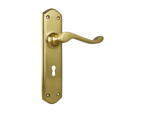 Windsor lever on lever lock plate set - Polished Brass