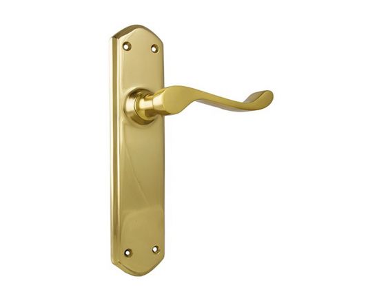 Windsor lever on blank plate set - Polished Brass