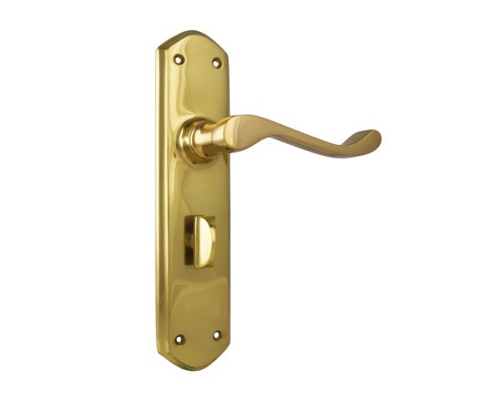 Windsor lever on  privacy plate set - Polished Brass