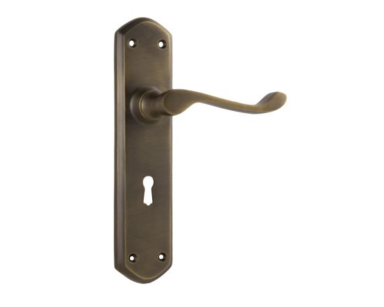 Windsor lever on lever lock plate set - Antique Brass