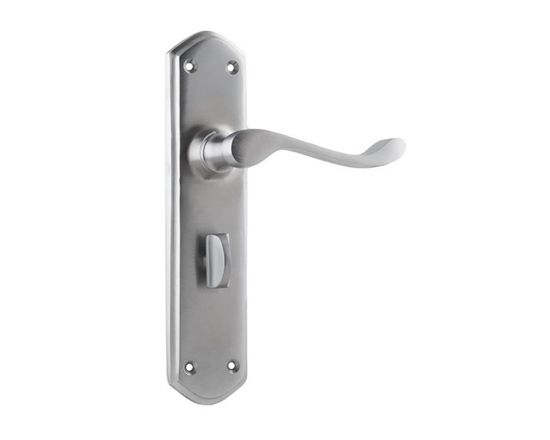 Windsor lever on  privacy plate set - Satin Chrome