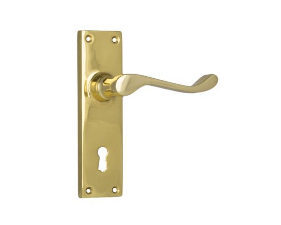 Victorian lever on lever lock plate set - Polished Brass