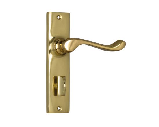 Fremantle lever on  privacy plate set - Polished Brass