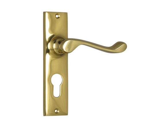 Fremantle lever on Euro 48 plate set - Polished Brass
