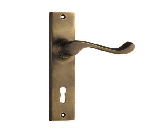 Fremantle lever on lever lock plate set - Antique Brass
