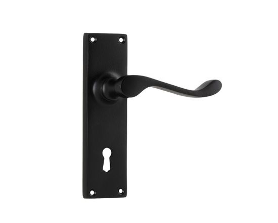 Victorian lever on lever lock plate set - Matt Black