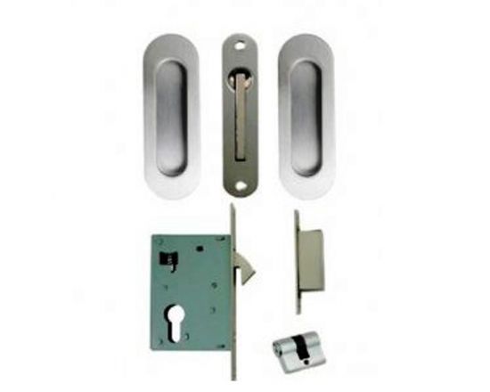 Windsor sliding door lock kit - Oval flush pulls