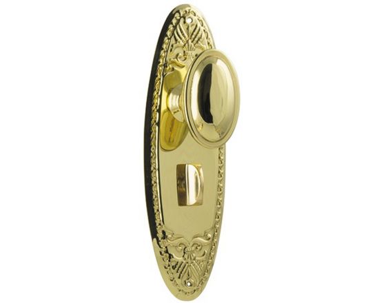 Fitzroy knob on privacy plate set - Polished Brass