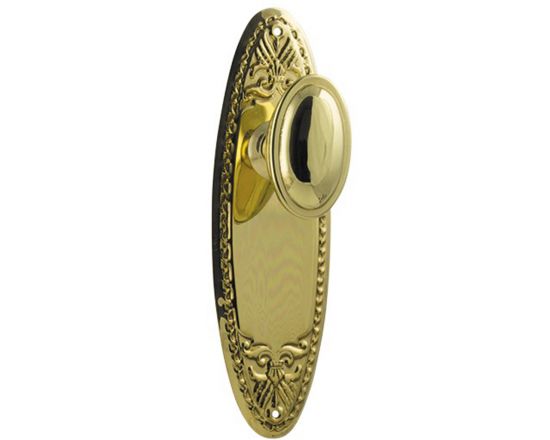 Fitzroy knob on blank plate set - Polished Brass