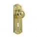 Kensington knob on lever lock plate set - Polished Brass