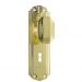 Napier knob on lever lock plate set - Polished brass