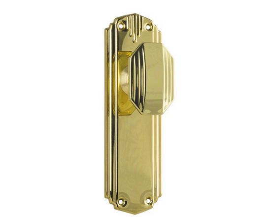 Napier knob on blank plate set - Polished brass